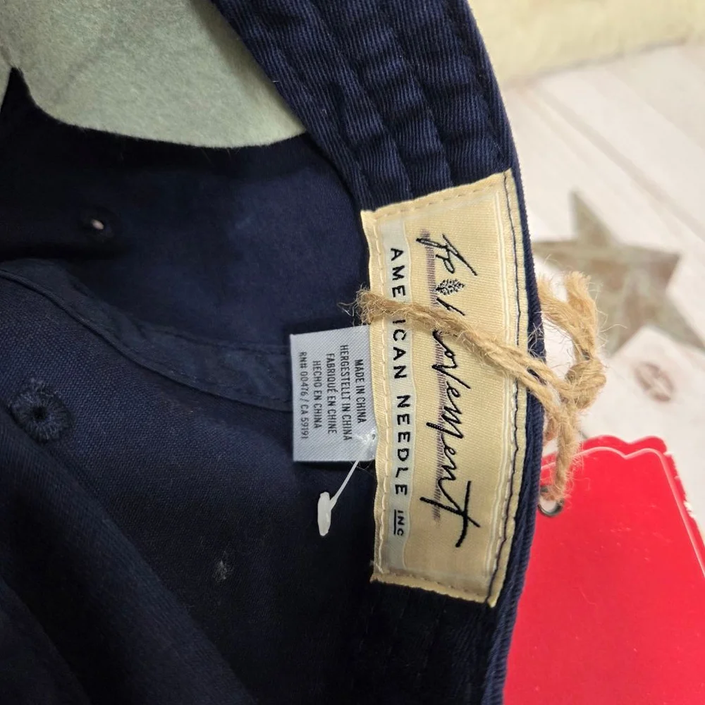 Free People Apres Ski Baseball Cap navy blue mountains embroidered hat new NWT